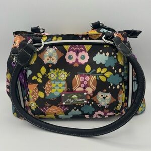 Lily Bloom What a Hoot Maggie Satchel Multicolor Owl Print Shoulder Bag